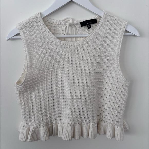 Lulus Tops - Lulu's Cream Crochet Ruffle Crop Top